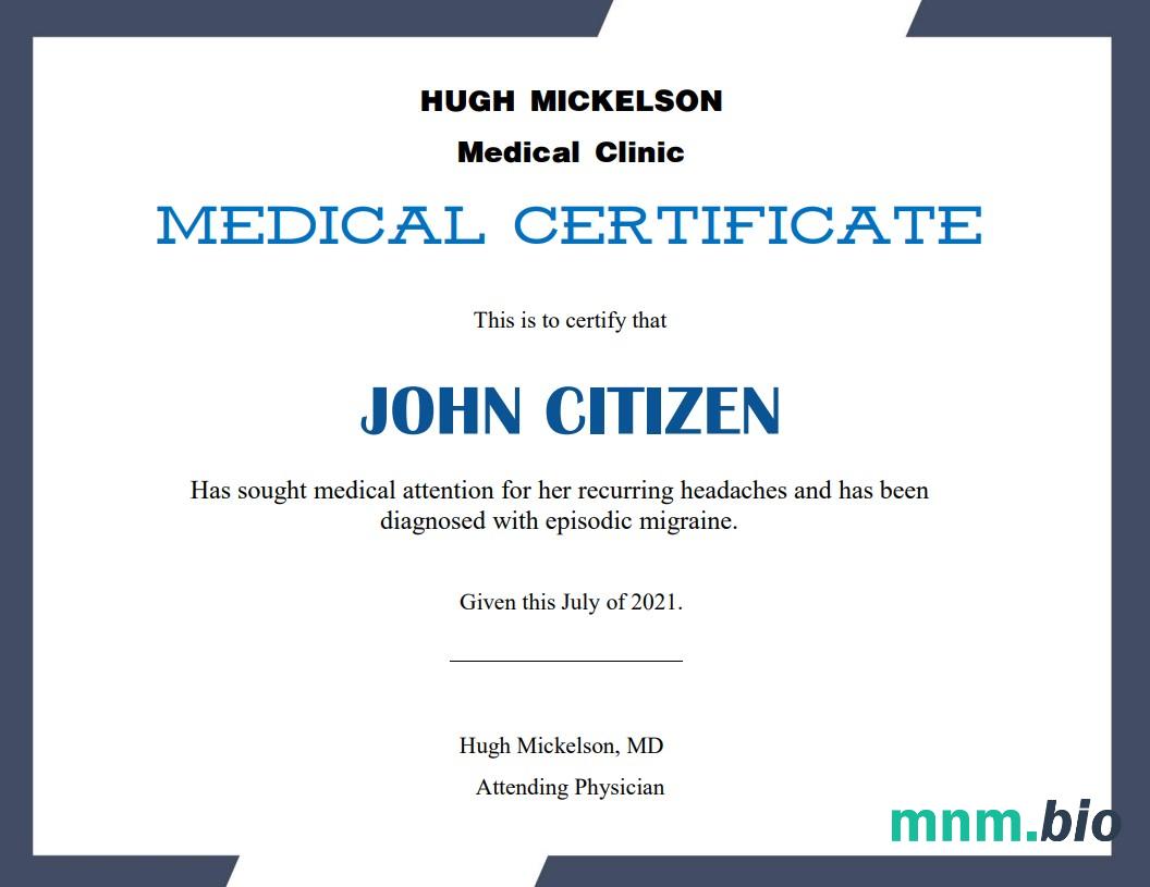 USA Medical cert